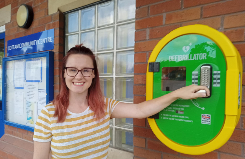 Locating new defib at Cottam Community Centre